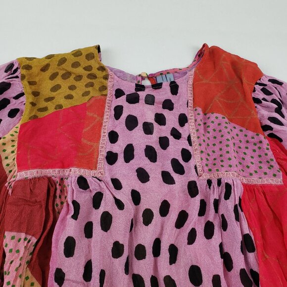 Blank London Miranda Peasant Blouse Womens Large Pink Anthropologie Boho Top - Picture 6 of 16